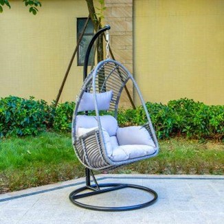 Swing chair made of synthetic rattan is easy to move